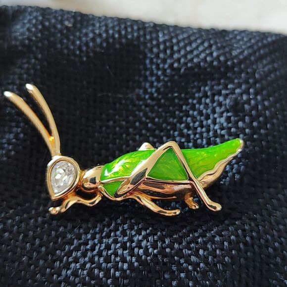 Swarovski Crystal Grasshopper Pin Brooch - Picture 7 of 8